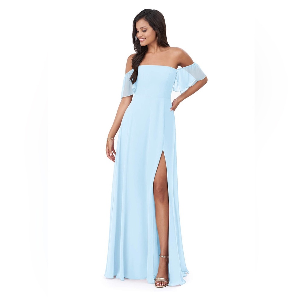 Azazie Sue Off-the-Shoulder Dress in Sky Blue